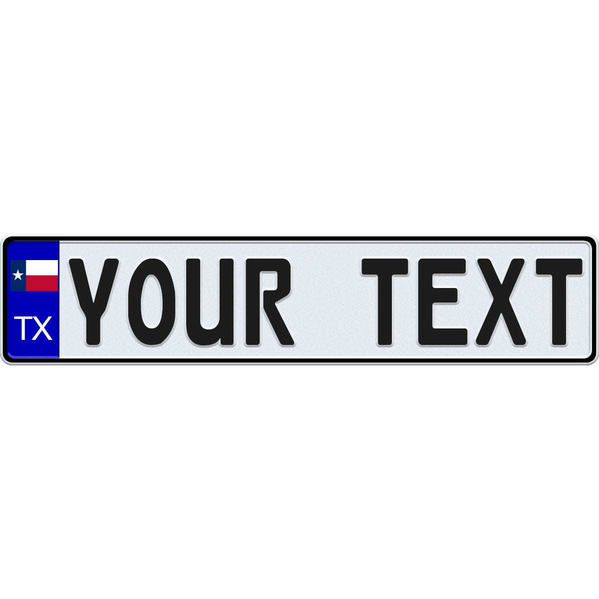 Custom USA Euro Style Aluminum License Plate – Black & Red, Made In USA