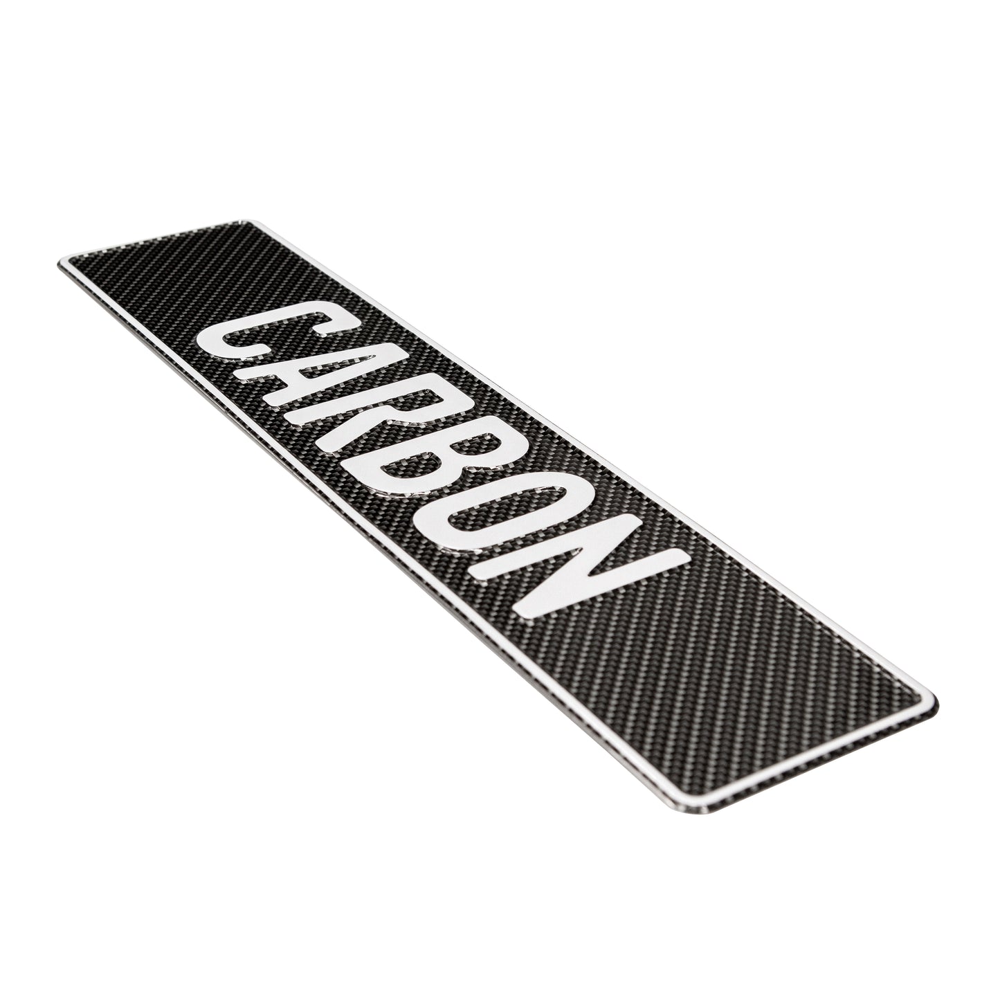 white on carbon fiber european license plate isometric