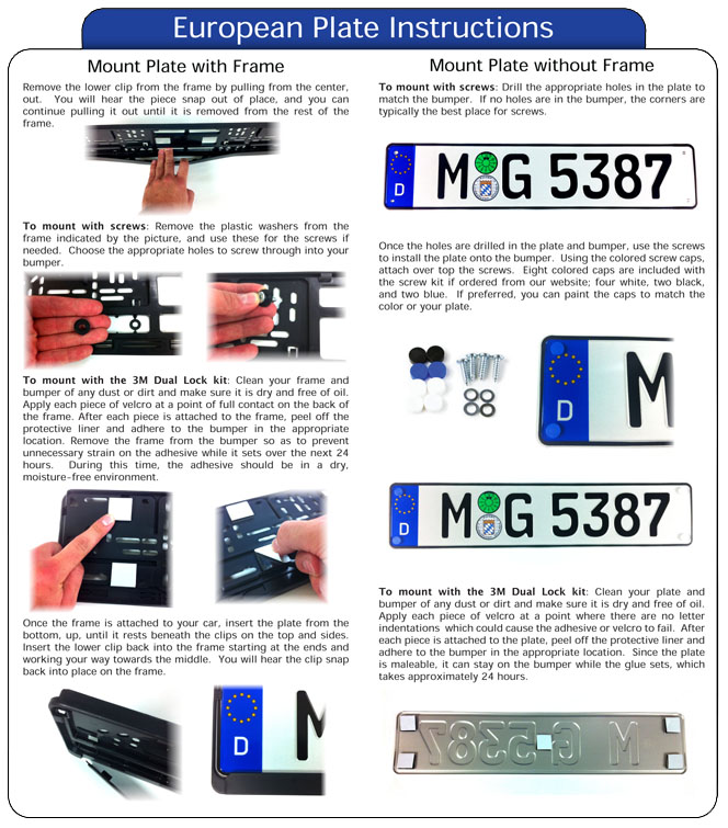 Custom European License Plate Mounting Instructions