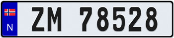 Norway European License Plate