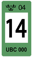Sweden Green 14 Registration Seal