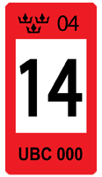 Sweden Red 14 Registration Seal