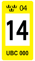 Sweden Yellow 14 Registration Seal
