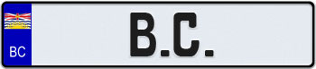 British Columbia Euro Style Licence Plate