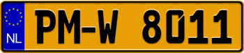 EEC Netherlands License Plate Yellow