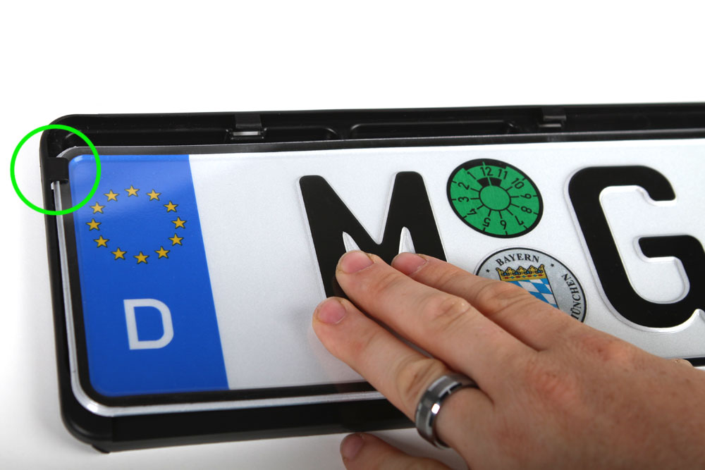 European license plate cover installation