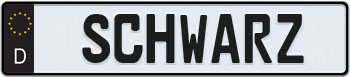German License Plate with Black Decal