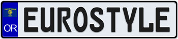 Oregan Euro Style License Plate