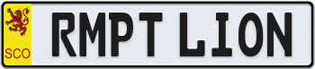 Scotland Euro Style License Plate with Rampant Lion