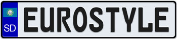 South Dakota Euro Style License Plate